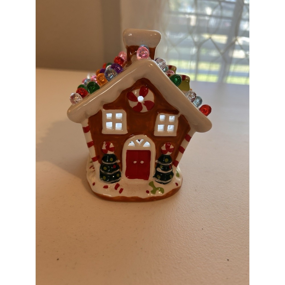 Ceramic Light Up Christmas Gingerbread House 10"  in Box